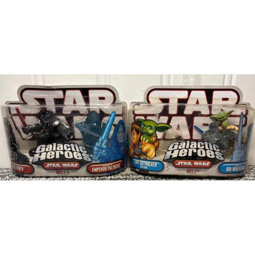 Set of 2 NEW Galactic Heroes Star Wars W/ Luke/Yoda, Obiwan, Emperor &  D. Vader